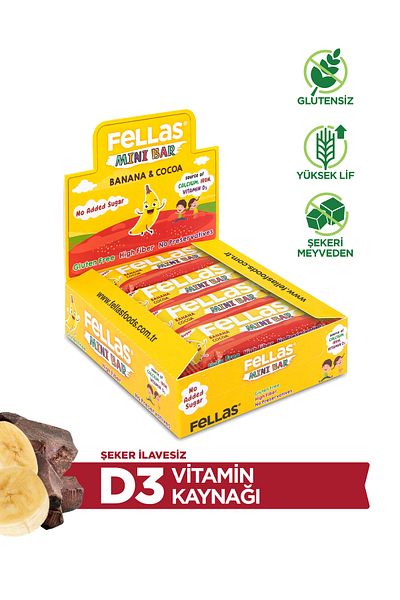 Fellas Kids Fruit Bar Banana and Cocoa 28 gr X 12 Pieces
