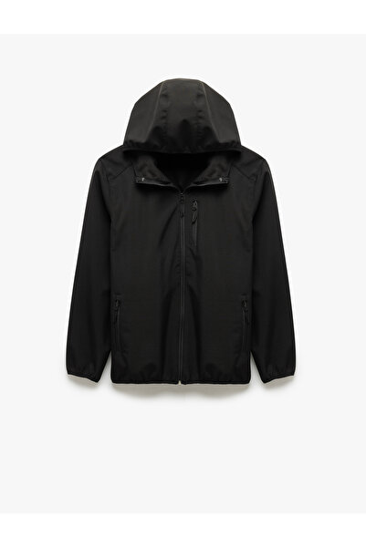 Koton Long Sleeve Slim Fit Hooded Seasonal Jacket with Zipper Pocket