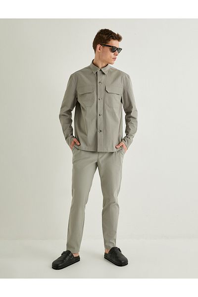 Koton Shirt Jacket - Buttoned Classic Collar with Pocket Detail
