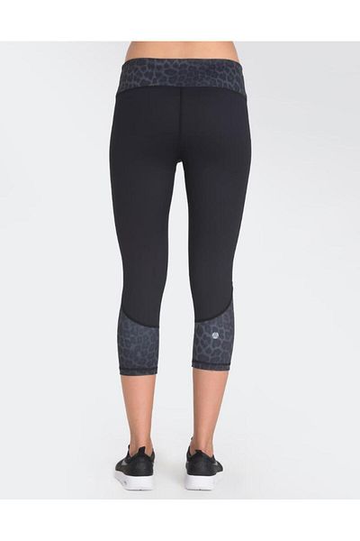 Vie Active Chelsea Black Leopard Capri Sports Leggings