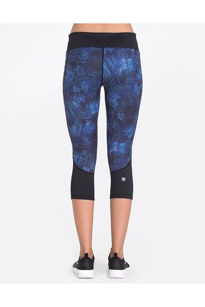 Vie Active Chelsea Blue Feather Capri Sports Leggings