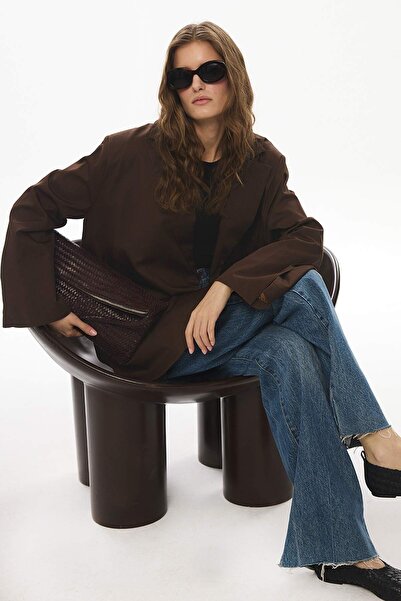 Hooopstore Oversize Brown Blazer - Style with Side Slits