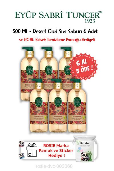 Eyüp Sabri Tuncer Desert Oud Liquid Soap 500 ml Buy 6 Get 5 and Rosie Gift