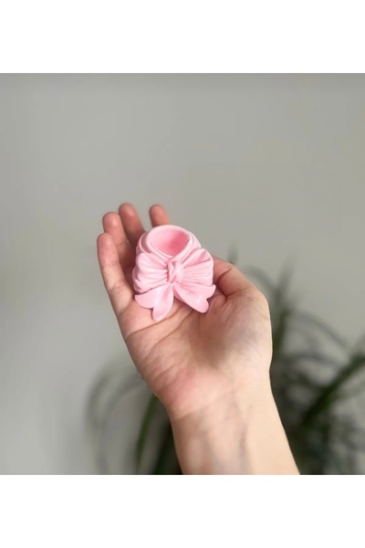 DoeHome Pembe Fiyonk Şamdan , Pembe Kurdele Şamdan , dekoratif şamdan