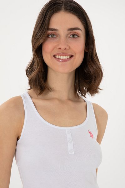 U.S. Polo Assn. Tricou de bază alb fără mâneci pentru femei 50300895 -vr013
