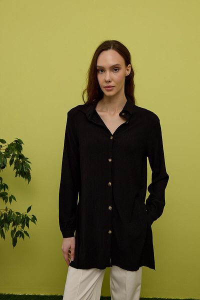 TUBİA Women's Black Long Sleeve Shirt Tunic