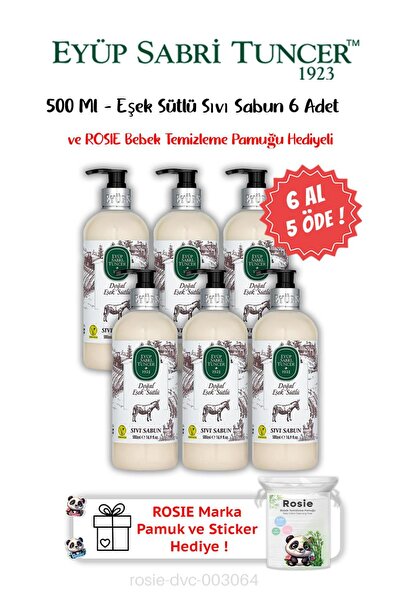 Eyüp Sabri Tuncer Donkey Milk Liquid Soap 500 ml Buy 6 Get 5 and Rosie Gift