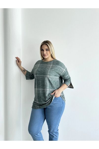 Stil Diva Plus Size Half Sleeve Button Detail Soft Texture Sweater 302780