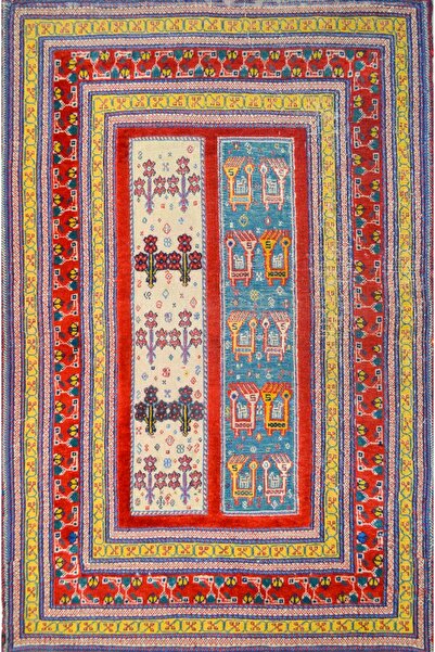 Handmade El Dokuma Kırmızı Renk ve Motifli Sumak Kilim 85x120 cm (1.02 m²)