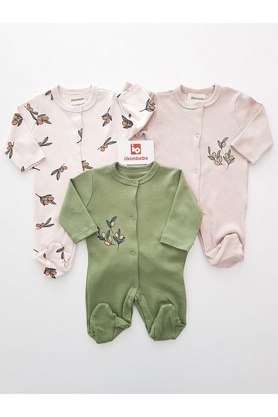 ilkimbebe 100% Cotton Olive 3-Piece Baby Rompers