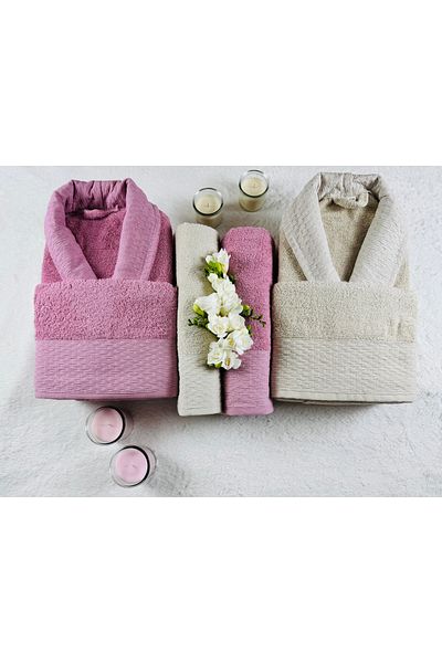 kubbe Wedding Family Bathrobe Set 6 Pieces - Soap
