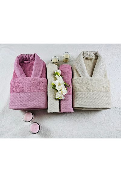 kubbe Wedding Family Bathrobe Set 6 Pieces - Soap