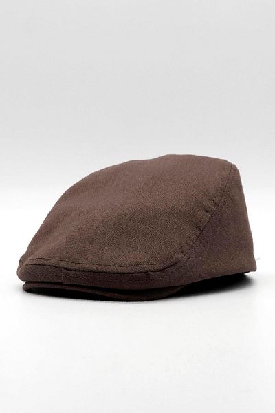 Külah Men's Plain Cotton Bitter Brown Flat Cap Cap