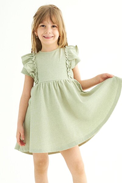 zepkids Κοριτσίστικο φόρεμα με βολάν με λαιμόκοψη με βολάν στη μέση