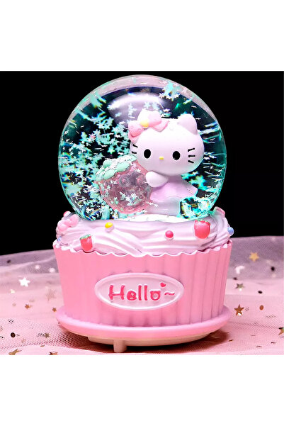 keyfim shop Çilekli Hello Kıtty Işıklı Müzikli Orta Boy Kar Küresi