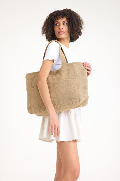 Hedwig Design Premium γυναικεία τσάντα παραλίας με επένδυση από ψάθινη γιούτα/τσάντα ώμου/τσάντα αναψυχής/τσάντα