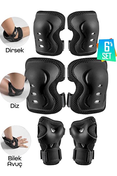 Telvesse 6'lı Yüksek Koruma 3-12 Yaş Paten Scooter Bisiklet Kaykay Diz Dirsek...