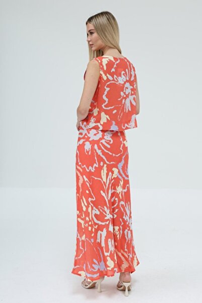 modaserdem Lace-up blouse skirt set - red