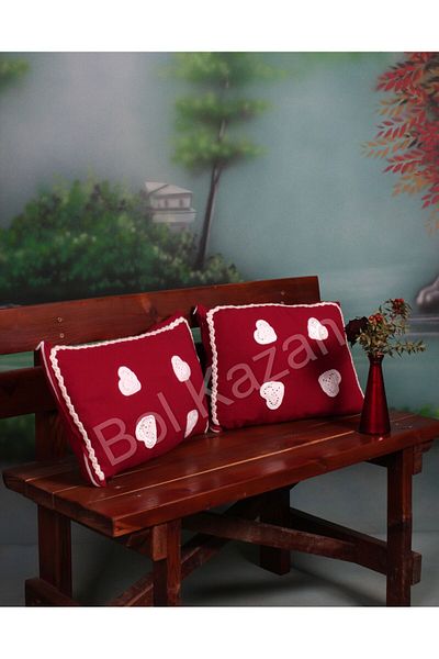 Bolkazan.com Husă de pernă realizată manual cu motiv inimă 45x32