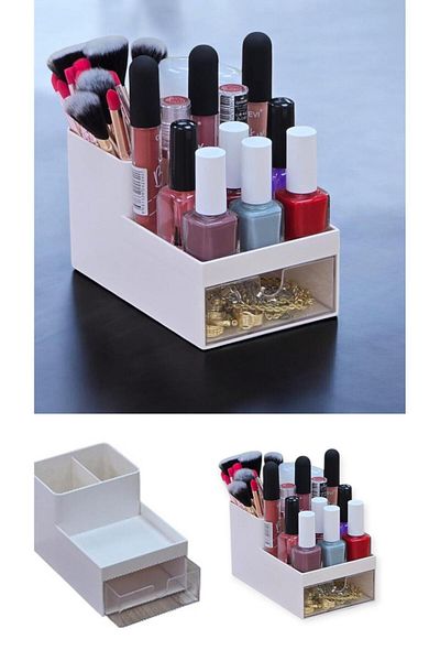 Bayev Tatto Single Drawer Makeup Box - Nail Polish Stand Pen Holder