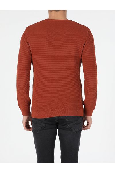Colin's Pulover portocaliu pentru bărbați, slim fit, cu gât rotund