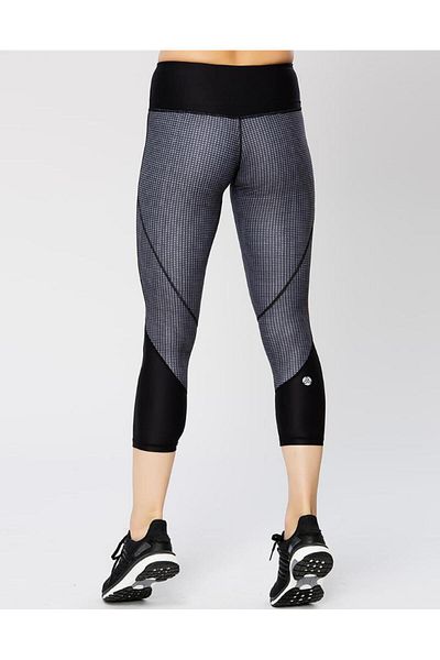 Vie Active Taryn Crop Black Microgrid Sports Leggings