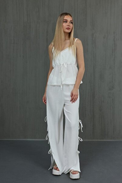 TUA MODA Tua Moda Bow Blouse Suit - White