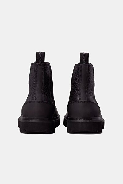 Calvin Klein Erkek Marka Logolu Eskitme Deri Üst Kısımlı Rahat Köpüklü İç Tabanlı Eva Dış Tabanlı BL