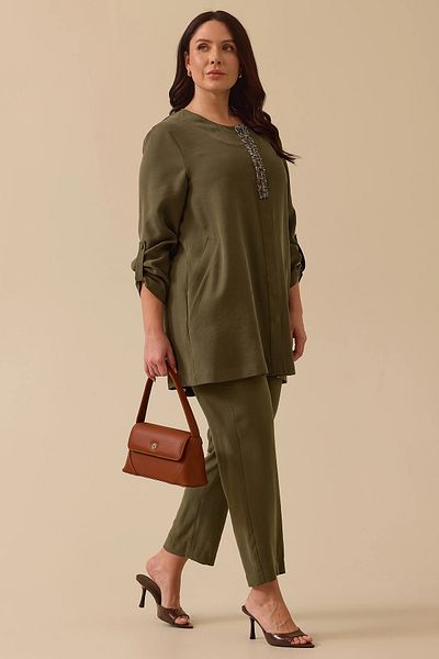 Gala-Xi Galaxi Women's Large Size Bead Detailed Cap 4009 Khaki