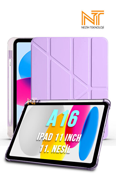 Nezih Case iPad 11. Nesil A16 2025 11 Inch Uyumlu Tri Folding Kalem Bölmeli U...