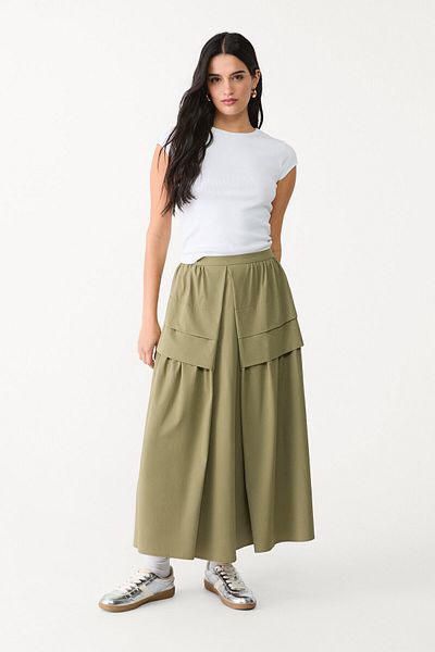 Stradivarius Layered Midi Skirt In Technical Fabric Limited Edition