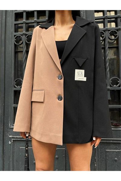 modaserdem Partial Jacket Label Detail - Brown