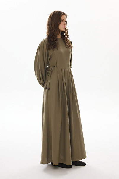 Hooopstore Kenitra Side Tie Detailed Khaki Dress