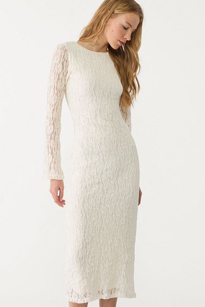 Stradivarius Long sleeve lace midi dress