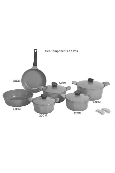 badreig Jewel 12 Piece Ceramic Coated Cookware Set IVORY |Made in Saudi