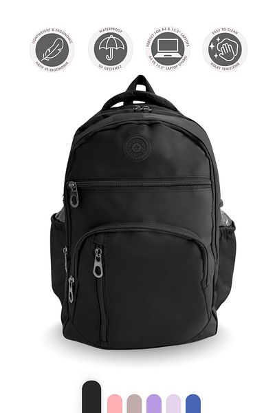 Nautique Flex Waterproof Unisex Black School Sports Travel Backpack Skp26