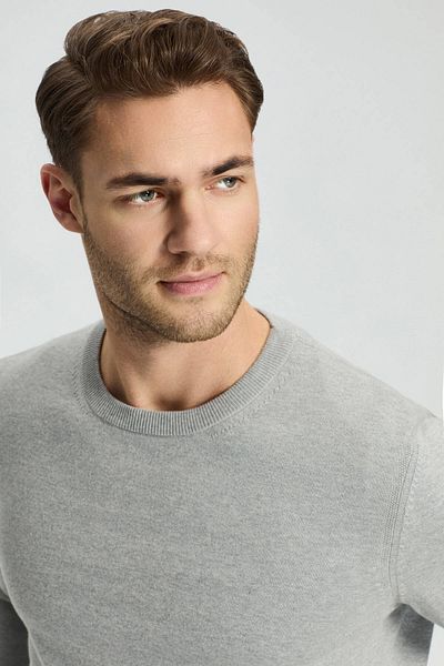 Hemington Cashmere Blend Crew Neck Light Gray Knitwear