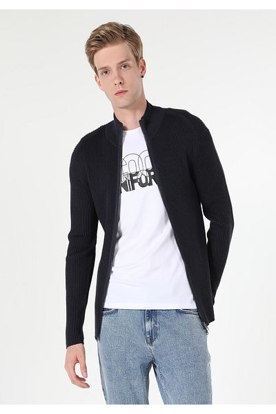 Colin's Cardigan pentru bărbați, albastru bleumarin, slim fit