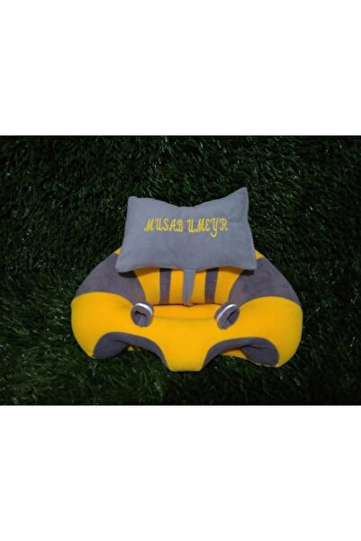 Teknor İsme Özel Bebek Yatmaz Destek Oturma Minderi Sarı - Gri