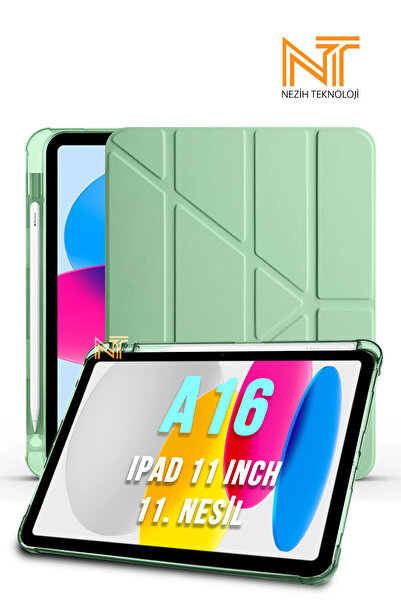 Nezih Case iPad 11Th. Generation A16 2025 11 Inch Compatible Tri Folding Smart Case with Pen Compartment and Sleep Mode