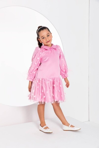 PİXİNADELUXE فستان بناتي بأكمام بالون وتنورة من التول