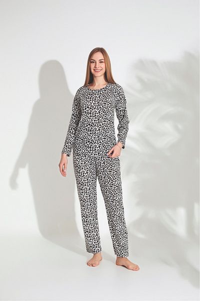 Sude HOMEWEAR Women's Patterned Long Sleeve Pajama Set