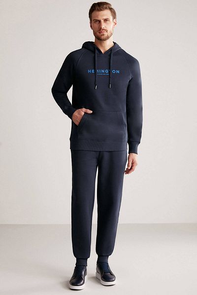 Hemington Navy Blue Hoody with Logo