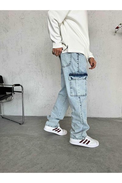 MODA Blue Baggy Pants with Cargo Pockets