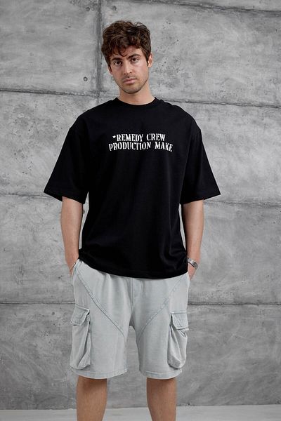 NOMARC Μαύρο μπλουζάκι Remedy Crew Written Oversize