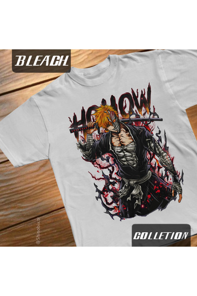 SHINOBIX تي شيرت بليتش أنيمي إيتشيغو مجوف كبير الحجم