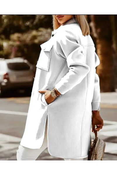 trend henna Women's Pocket Detail Long Jacket