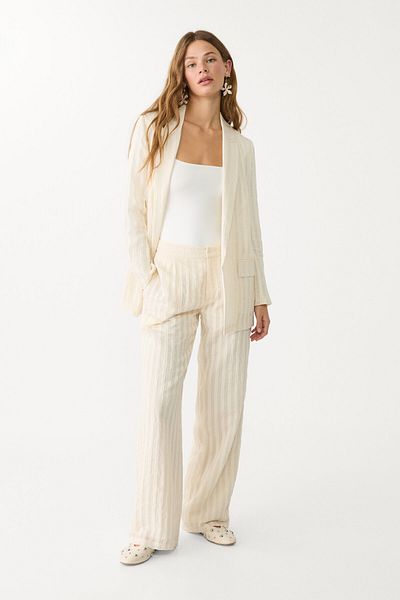 Stradivarius Striped Semi-sheer Open Blazer Limited Edition