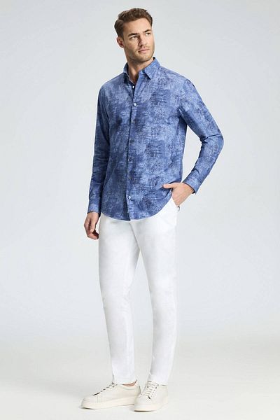Hemington Paisley Pattern Pure Cotton Dark Blue Shirt
