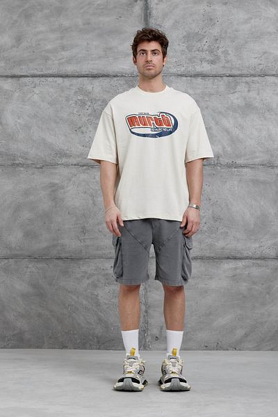 NOMARC Μπλουζάκι Cream Murth Printed Oversize